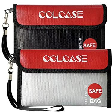 Imagem de COLCASE Bolsa de dinheiro à prova de fogo (21 x 12,7 cm), 2 pacotes à prova de fogo e à prova d'água com zíper, bolsa à prova de fogo para dinheiro, joias, valiosa, passaporte