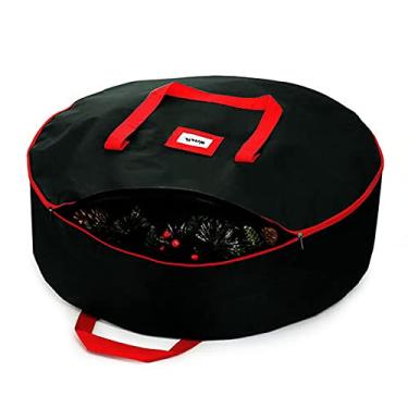 Imagem de Yajun Bolsa de armazenamento de guirlanda de natal Oxford recipiente impermeável para guirlanda protege sua guirlanda de férias de poeira, insetos e umidade, preto, 60 * 18 cm