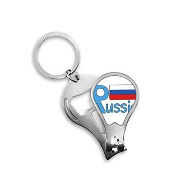 Imagem de Abridor de cortador de unhas padrão azul bandeira nacional da Rússia chaveiro tesoura