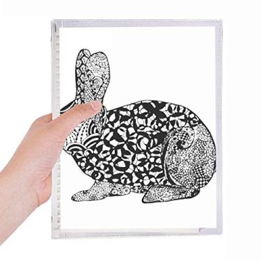 Imagem de Caderno de esboço de retrato de animal de coelho gordo fofo, diário de folhas soltas recarregável, papelaria