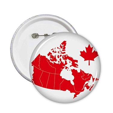 Imagem de Emblema com símbolo de folha de bordo vermelha do Canadá e mapa do país alfinetes para decoração 5 peças