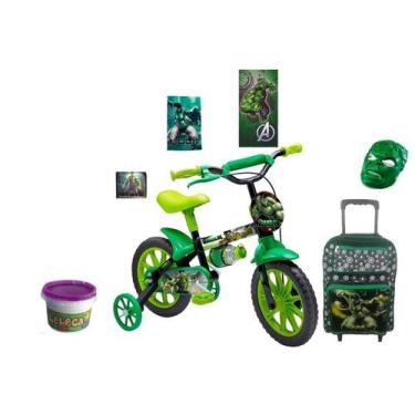 Imagem de Bicicleta Infantil Aro 12 Hulk Com 7 Itens - Kall Bike