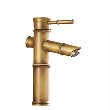 Imagem de LIDON Torneira para Pia de Banheiro Torneira de Pia de Latão Retro Torneiras de Banheiro Torneira de Cachoeira Furo Único 1 Furo Torneira de Banheiro de Latão Torneiras de Banheiro para Pia 1 Furo, Antique F (Cor: Antique A)