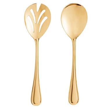 Imagem de CJ 2PC COLHER E GARFO AÇO INOX P/SALADA AVALON DOURADO