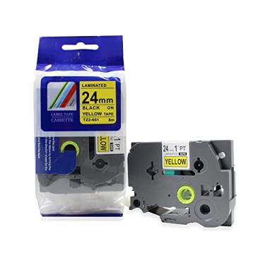 Imagem de Fita Refil Compatível com TZ-651 TZe-651 Amarela 24mm para Rotulador Brother PT-D600 PT-E500 PT-E550W PT-P700 PT-P750W PT-2700 PT-7600