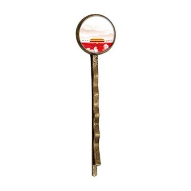 Imagem de Bandana vermelha Tiananmen Mountain Fog Retro Metal Hair Bobby Pin Headwear
