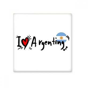 Imagem de I Love Argenting Bandeira da Palavra Amor Ilustração Coração Azulejo de Cerâmica Brilhante Decalque Pedra Adorna de Tijolos Vitrificados