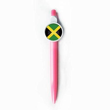 Imagem de Caneta retrátil azul com o nome da bandeira da Jamaica com ponta esferográfica