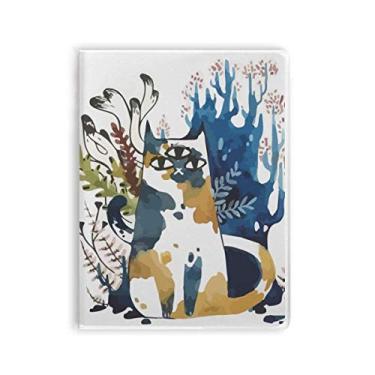 Imagem de Caderno de três olhos com estampa de gato, aquarela, animal, capa de goma