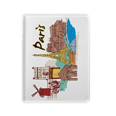 Imagem de Caderno em aquarela da Torre Eiffel França Paris Diário capa macia