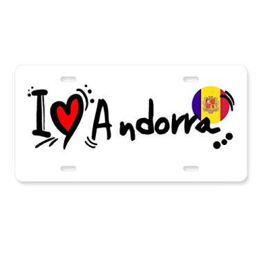 Imagem de DIYthinker I Love Andorra Bandeira de Palavra Amor Ilustração Coração Placa de Licença Decoração de Carro Acessório de Aço Inoxidável