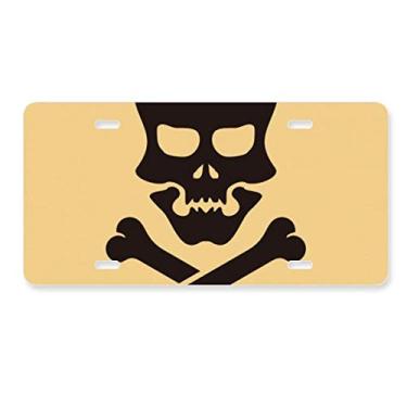 Imagem de DIYthinker Placa de licença de Halloween Skull Ossos Decoração de aço inoxidável para automóvel