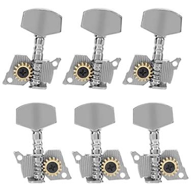 Imagem de Cabeças de máquina prateadas, pinos de afinação de guitarra, material metálico design profissional para ukulele (três ternos esquerdo e três direitos)