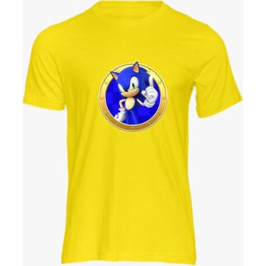 Imagem de Camiseta Adulta Básica Estampada Ouriço Azul Desenho Animado Filme Jog