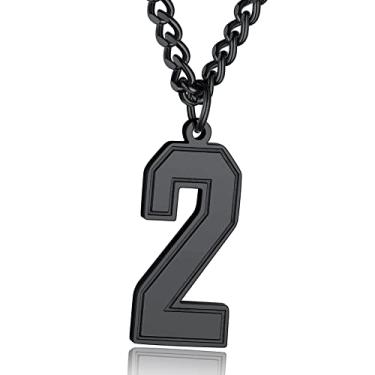 Imagem de ChainsHouse Colar masculino 0-9 com número de jérsei, colar personalizado beisebol/basquete/futebol com número, pingente de número personalizado, corrente de aço inoxidável, colares esportivos para homens e mulheres, com caixa de presente, Number 2, Metal, Sem Pedra Preciosa