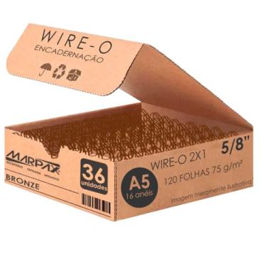 Imagem de Wire-o para Encadernação A5 5/8 2x1 para 120fls Bronze 36un