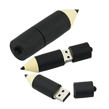 Imagem de Flash Drives USB em forma de lápis de 16 GB, pen drive de memória, pen drives pen drives USB Flash Disk Thumb Drive U Disk USB 2.0 Pen Drive PenDrive (preto)