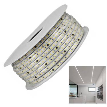 Imagem de Fita LED SMD 6500K 127V 100 Metros Plug Conector Fita Dupla Face Perfil Sanca Gesso Recepçao Sala Quarto