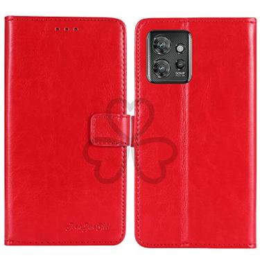 Imagem de TienJueShi Suporte de livro vermelho retrô protetor de couro TPU capa de silicone para Motorola ThinkPhone 6,6 polegadas capa de gel carteira Etui