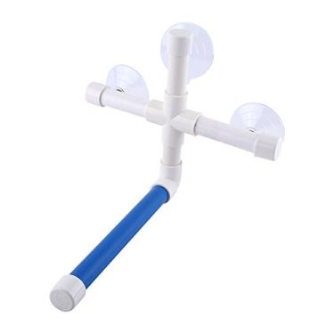 Imagem de Poleiros de papagaio de pássaro dobrável ventosa poleiro de pássaro suporte janela chuveiro banho parede pata moagem brinquedo azul/branco