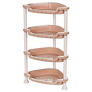 Imagem de Prateleira de chuveiro, triângulo de três camadas branco de plástico sem perfuração montável organizador de aterrissagem prateleiras de armazenamento para banheiro cozinha quarto (cor: C, tamanho: