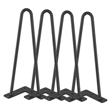 Imagem de Conjunto de 4 pernas de sofá de madeira, pés de móveis de mesa de café afunilados, pernas de substituição de armário, com placa de montagem e parafusos e tapetes antiderrapantes para sofá mesa cadeira