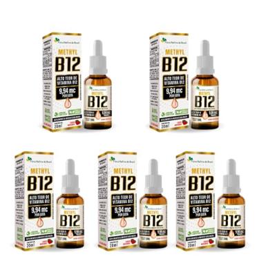 Imagem de 5x Vitamina B12 Sublingual (Metilcobalamina) 20Ml Gotas Flora Nativa