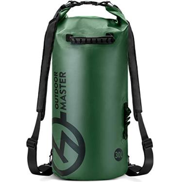 Imagem de Saco Seco OutdoorMaster – Bolsa Impermeável – Acessórios Kayak Mochila Impermeável para a Praia, Rafting, Pesca, Caiaque, Natação, Presentes de Barco para Homens e Mulheres, Green-Big logo, 30L
