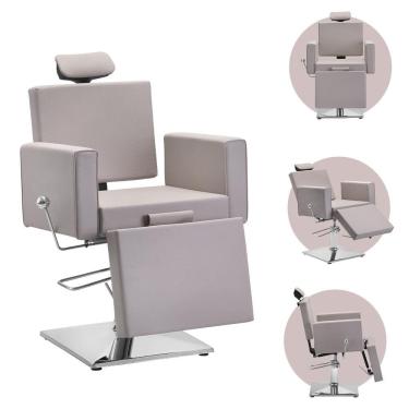Imagem de Cadeira Cabelereiro Barbeiro Poltrona Salão de Beleza Profissional Estofado Apoio Cabeça Rose