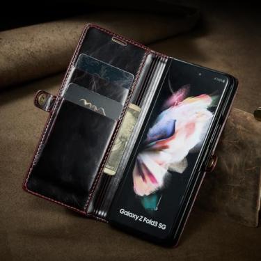 Imagem de Adequado para Z Folder 3 Flip Card para Samsung Z Folder 5 Capa protetora para celular dobrável resistente a quedas, vermelho amoreira, para Galaxy Z Fold4 5G