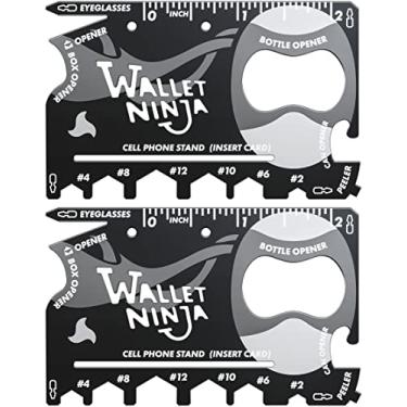 Imagem de Wallet Ninja Cartão multiferramenta – multiferramenta de tamanho de cartão de crédito 18 em 1 para reparos rápidos, equipamento de sobrevivência EDC, abridor de garrafas, acampamento – gadget legal e estojos de meia – pacote com 2