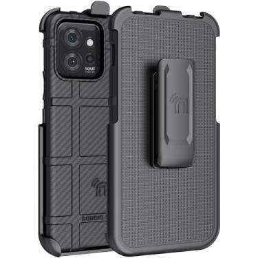 Imagem de Nakedcellphone Capa tipo coldre para Motorola ThinkPhone, Special Ops Tactical Armor Rugged Shield Protective Cover e [catraca giratória] Clipe de cinto - Design de fibra de carbono