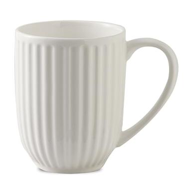 Imagem de Hasense Caneca de café de cerâmica, xícara de café de cerâmica de 590 ml com alça, xícara de chá de design moderno com nervuras para latte, cacau, café, presente de ação de graças lavável na lava-louças e micro-ondas, branca