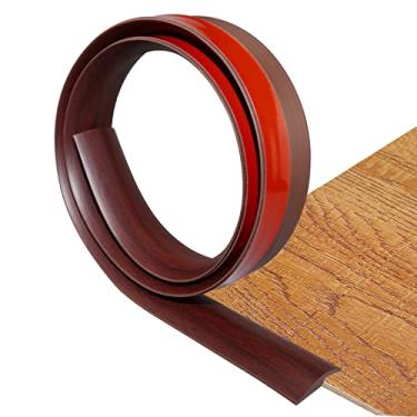 Imagem de Tira de transição de piso autoadesiva para tapete e piso, transições de acabamento de ponta, transições de limiar de PVC adequadas para altura limite inferior a 5 mm (3,3 pés, grão de madeira café-novo)