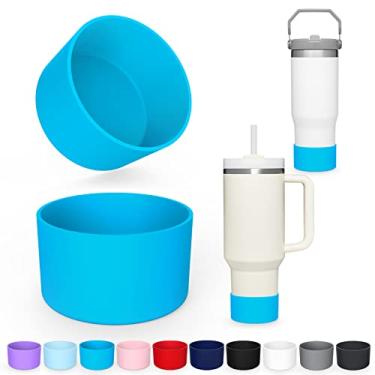 Imagem de Manga de bota de 25 cores para Stanley Quencher e IceFlow 590 ml, 2 peças de capa protetora de silicone para bota de copo para Stanley, acessórios para garrafa de água, antiderrapante, pode ser lavada na lava-louças, azul