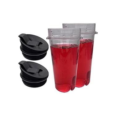Imagem de Copo de substituição de 473 ml com 3 abas e tampa Compatível com liquidificador de pulso Ninja Kitchen System 600W NINJA BL100 30/BL102 30/BL101 30 ou Ninja Kitchen System: BL200 30/ BL201 30/BL201C