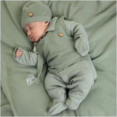 Imagem de Saída maternidade tricô menino 5 peças - macacão bebê