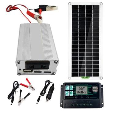 Imagem de HENGJINGTR 20W-300W Painel Solar Flexível, 12V Carregador de Bateria Dual USB com 10-100A Controlador de Células Solares Banco de Energia para Telefone Carro Iate RV,10a