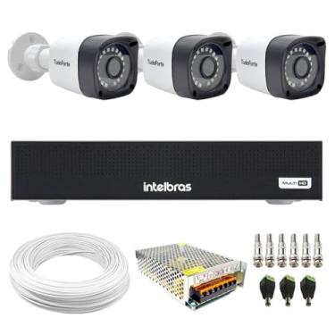 Imagem de Kit 3 Câmeras Tudo Forte TF 2020 B Full HD 1080p Bullet Visão Noturna 20M Proteção IP66 + DVR Intelbras MHDX 3004-C 4 Canais