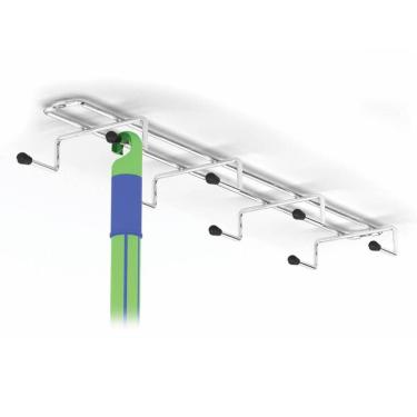 Imagem de Porta Vassouras Multiuso Superior Rodo Esfregão 8 Ganchos Aço Cromado Piva