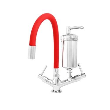 Imagem de Torneira com Filtro Pia Cozinha Mesa Bica Flexível Vermelha