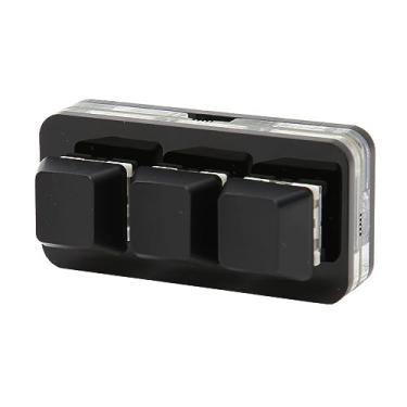 Imagem de Teclado de Programação Macro, Retroiluminação LED RGB Padrão Função de Memória OSU Multifuncional USB Mini Teclado de 3 Teclas para Linux para Jogos para OS X (Preto)