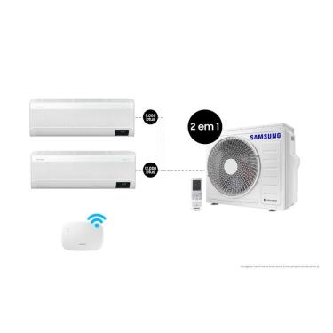 Imagem de Bi-Split Samsung WindFree 18.000 BTUs (Hi Wall 9.000 e 12.000) Quente/Frio com WiFi 220V