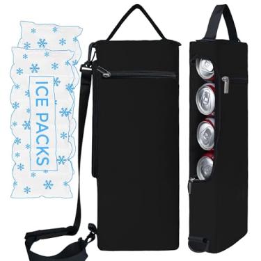 Imagem de Bolsa térmica de golfe mais bolsa térmica com face macia - comporta 6 pacotes de latas ou 2 garrafas de vinho - manga cinza camuflada para cerveja de golfe preta cabe discretamente em sacos de golfe