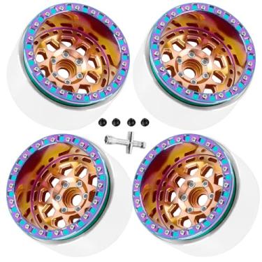 Imagem de RCHuiWow 2.2" Beadlock RC Wheels for 1/10 RC Crawler Axia1 SCX10 Capra,AMG 6x6,TRX4,Redcat Gen8 Everest Gen7 Pro,Alloy Aluminium rc Wheels 2.2 Beadlock Wheels 2.2 Beadlock Rims,4pcs,Rainbow &Bronze