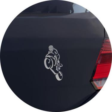 Imagem de Adesivo de Carro Empinando a Moto Speed - Cor Prata - Melhor Adesivo, 