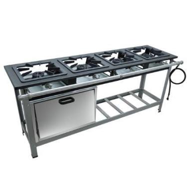 Imagem de Fogão c/ Forno 4 Bocas Aço 304 Alta Pressão Super Luxo 40x40 Perfil 6,