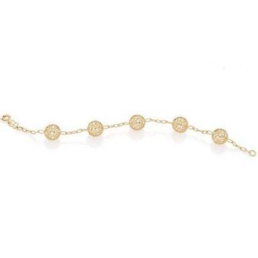 Imagem de Pulseira banhado ouro 3x 24k 18k e 22k feminina pedra globos e cristai