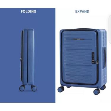 Imagem de Mala Bordo Polipropileno 4 Rodas Dobrável Slim BL200 - SECHI, Azul esc