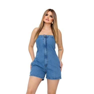 Imagem de Macaquinho Jeans sem alça com zipper e bolsos - Ninas Boutique, P